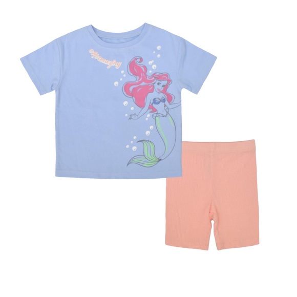 NWT Disney Ariel The Little Mermaid Biker Shorts Set  2T toddler - Picture 1 of 4